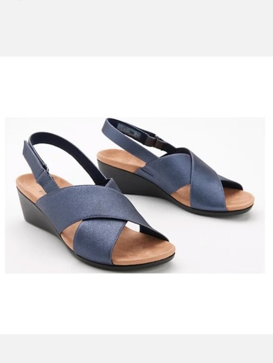 Vionic Shoes - Vionic Mckenna Wedge Sandal In Navy Metallic NWOT